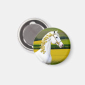 Wit Paard Met Bloemenslinger Magneet (Voorkant / Achterkant)