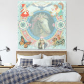 Wit Paard met circus verhalenboek iconen Canvas Afdruk (Insitu (Slaapkamer))