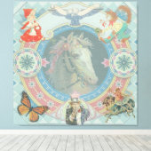 Wit Paard met circus verhalenboek iconen Canvas Afdruk (Insitu (Houten vloer))