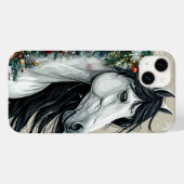 Wit paard met een kerstboom Case-Mate iPhone case (Achterkant (horizontaal))