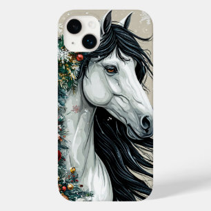 Wit paard met kerstboom Case-Mate iPhone 14 plus hoesje