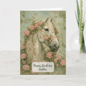 Wit Paard met Rozen Kaart (Voorkant)