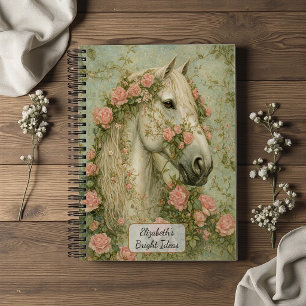 Wit Paard met Rozen Notitieboek