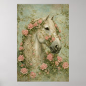 Wit Paard met Rozen Poster (Voorkant)