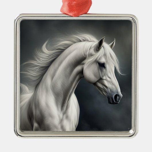 Wit Paard Mooi Metalen Ornament (Voorkant)