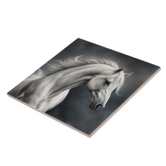 Wit Paard Mooie Kunst Tegeltje (Zijkant)