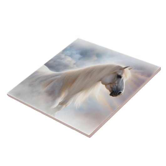 Wit Paard Mooie Kunst Tegeltje (Zijkant)