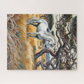 Wit Paard op Grassland 500 Stuk Puzzel Legpuzzel (Horizontaal)