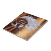 Wit Paard op Koper - aanpasbare achtergrond Tegeltje (Zijkant)