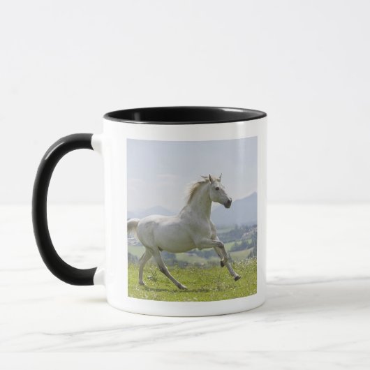 wit paard op weide mok (Links)