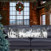 Wit paard Snowy Night Eastern Pine Tree Forest Lichaamskussen