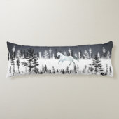 Wit paard Snowy Night Eastern Pine Tree Forest Lichaamskussen (Voorkant)