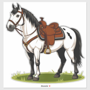 Wit Paard Staand In Grasveld Sticker