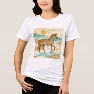 Wit paard Tri-Blend shirt