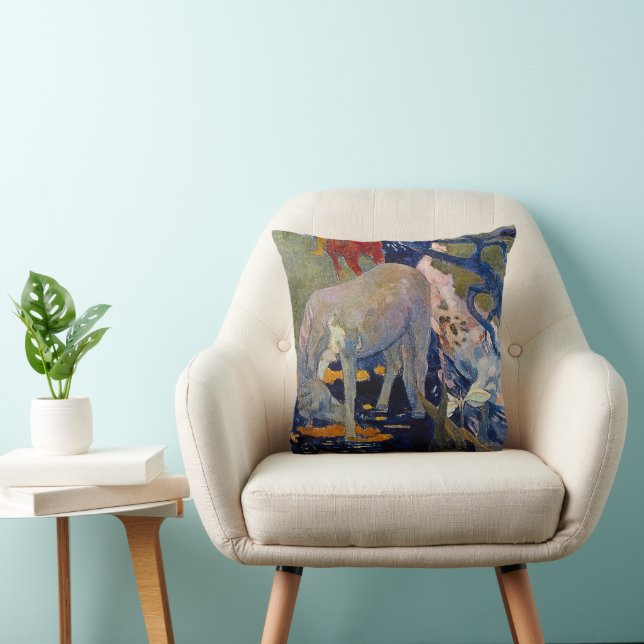 Wit Paard van Paul Gauguin Kussen (Stoel)