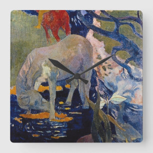 Wit Paard van Paul Gauguin Vierkante Klok