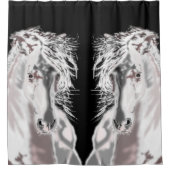 Wit Paard Zwart Douchegordijn Kies Kleur (Voorkant)