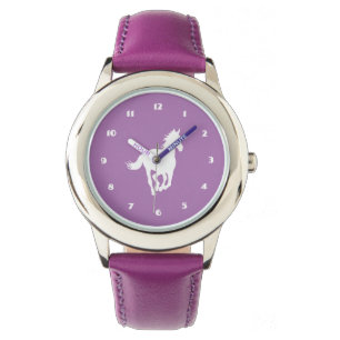 Wit Paardensilhouet op Paarse Horloge