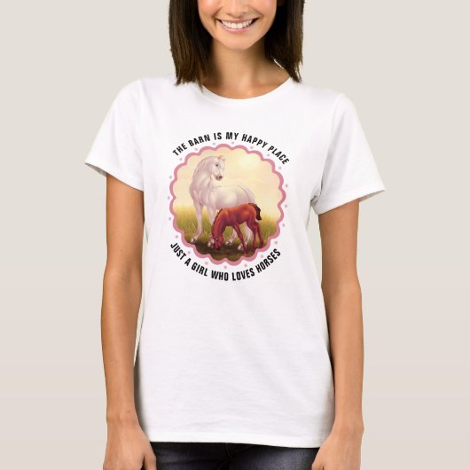 Wit Paardenveulen in de Weide Aanpasbaar T-shirt (Voorkant)