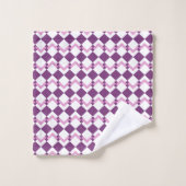 Wit & Paars Geometrisch Patroon Bad Handdoek (Wasdoekje)
