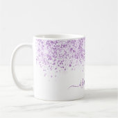 Wit paars glitter-naamscript koffiemok (Links)