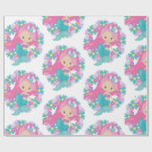 Wit Paars omslagpapier van Mermaid Party Cadeaupapier (Vlak)