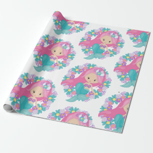 Wit Paars omslagpapier van Mermaid Party Cadeaupapier