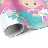 Wit Paars omslagpapier van Mermaid Party Cadeaupapier (Rol Hoek)