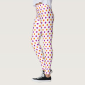 Wit Paars Oranje Stippen Patroon Leggings (Links)