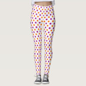 Wit Paars Oranje Stippen Patroon Leggings (Voorkant)