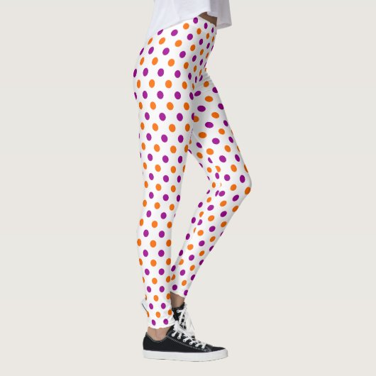 Wit Paars Oranje Stippen Patroon Leggings (Rechts)