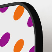 Wit Paars Oranje Stippen Patroon Pickleball Paddle (Links Detail)