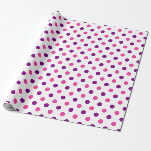 Wit Paars Roze Stippen Patroon Cadeaupapier (Uitgerold)