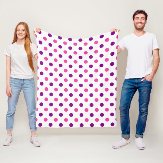 Wit Paars Roze Stippen Patroon  Fleece Deken (In situ)