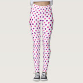 Wit Paars Roze Stippen Patroon Leggings (Voorkant)