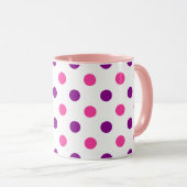 Wit Paars Roze Stippen Patroon Mok (Voorkant rechts)