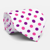 Wit Paars Roze Stippen Patroon Stropdas (Opgerold)