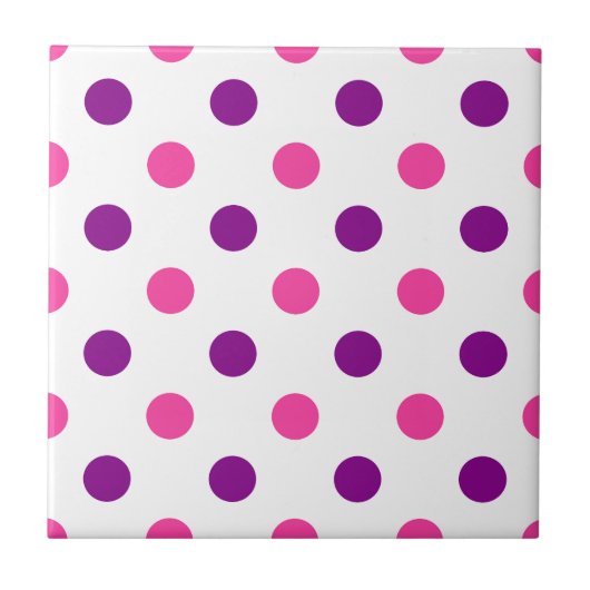 Wit Paars Roze Stippen Patroon Tegeltje (Voorkant)