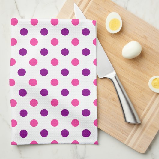 Wit Paars Roze Stippen Patroon Theedoek (Quarter Fold)