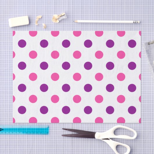 Wit Paars Roze Stippen Patroon Tissuepapier (Craft)