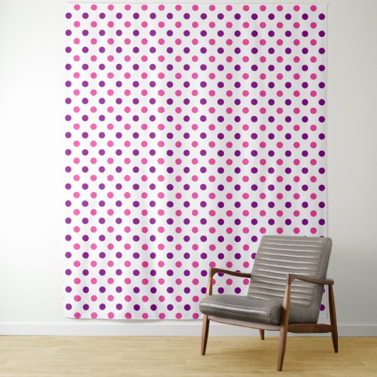 Wit Paars Roze Stippen Patroon  Wandkleed (In situ)