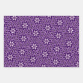 Wit Paarse Abstracte Bloemige Paisley Print Patroo Inpakpapier Vel (Voorkant)