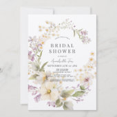 Wit & Paarse Bloemen Waterverf Vrijgezellenfeest Kaart (Voorkant)