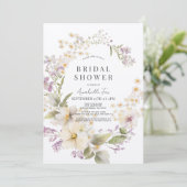 Wit & Paarse Bloemen Waterverf Vrijgezellenfeest Kaart (Staand voorkant)