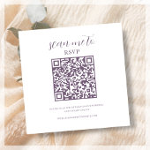 Wit & Paarse | Bruiloft RSVP QR Code Informatiekaartje