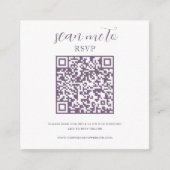 Wit & Paarse | Bruiloft RSVP QR Code Informatiekaartje (Voorkant)