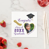 Wit Paarse en Gouden Klasse 2025 Foto Afstuderen Servet (Insitu)