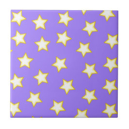 Wit Paarse geometrisch sterrenpatroon Tegeltje