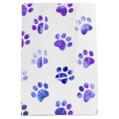 Wit Paarse geweven poot print patroon Medium Cadeauzakje (Achterkant)