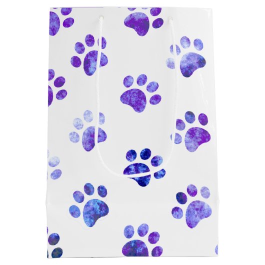 Wit Paarse geweven poot print patroon Medium Cadeauzakje (Achterkant)